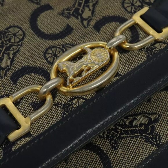 CELINE C Sulky Shoulder Bag Canvas Navy Auth - Picture 6 of 16